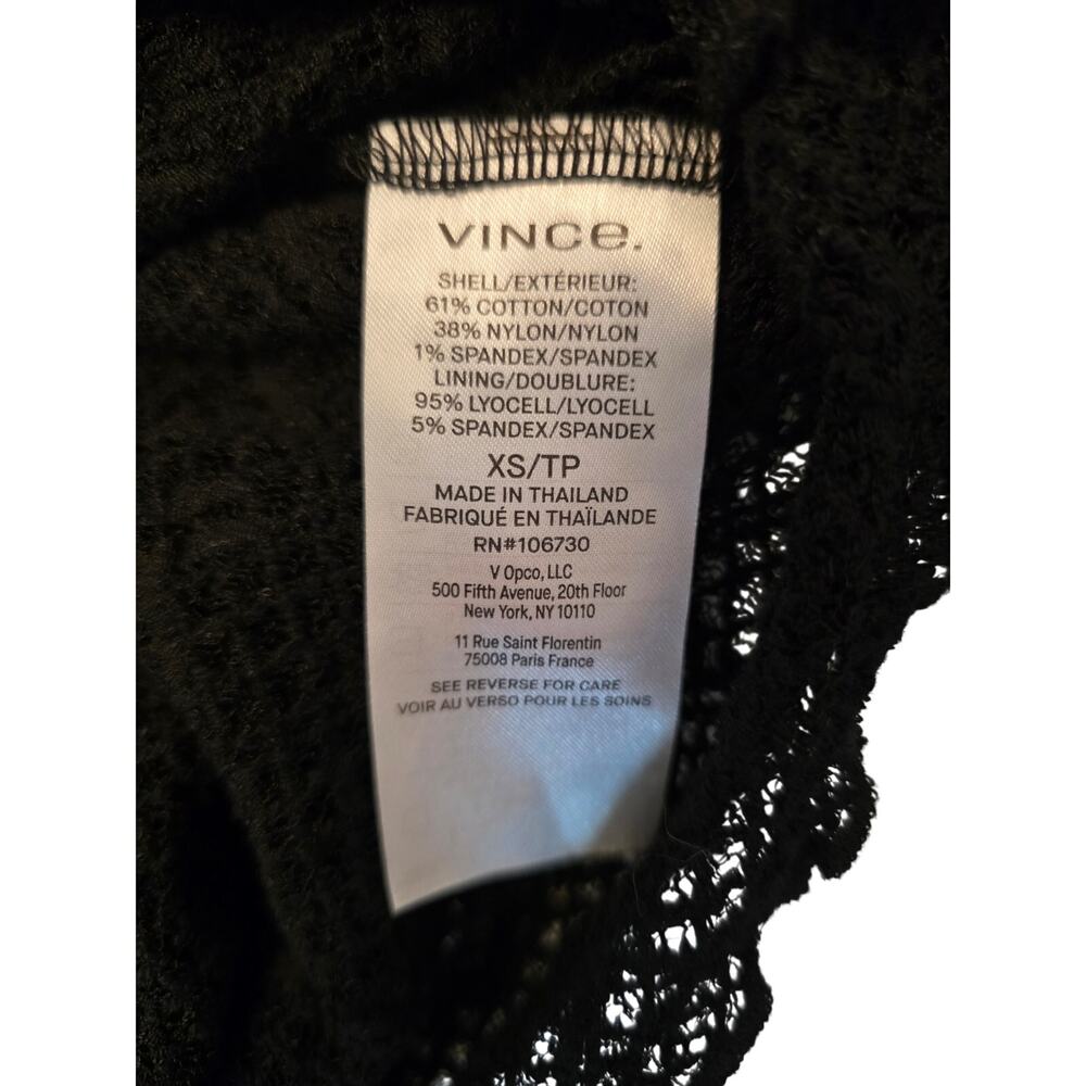 NWOT XS Women's VINCE Black Lace Long Sleeve "Naked" Look Top w/Tank MSRP $268‎ - Picture 12 of 13